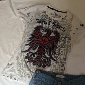 Red and black Rebel Spirit top